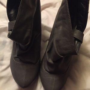Grey heeled booties